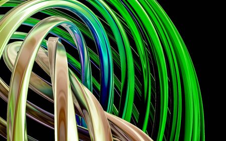 Colorful glossy futuristic modern abstract architectural screw pattern metal strucuture 3d render illustrationの写真素材