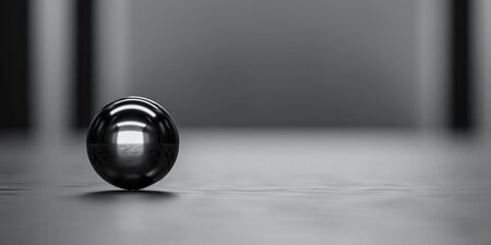 metal ball abstract sphere mirror reflection in dark industrial building, low key lighting 3d render...