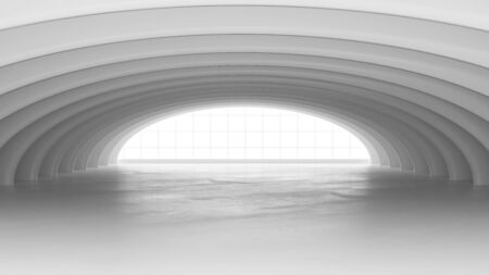 Abstract modern white metal airship hangar roof structure of modern building futuristicの写真素材