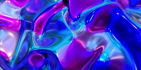 glossy metal neon pink and blue fluid glossy mirror water effect background backdrop texture 3d...