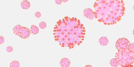 group of cells of coronavirus  concept. Pandemic medical concept with dangerous cells. 3d render illustrationの写真素材