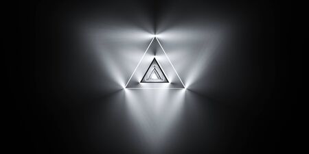 Abstract graphics with triangular glowing pattern. Abstract modern futuristic space background. 3d render illustrationの写真素材