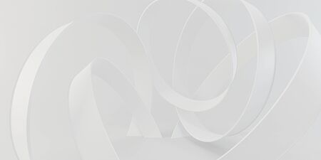 white rings in front of white background, modern futuristic background texture with copy space with hey key lightingの写真素材
