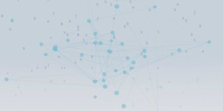 Big data concept blue program code white and grey background and network illustrationの写真素材