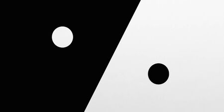 white and black dot antagonist concept rivalry conflict synthesis concept 3d illustration render. white and black backgroundの写真素材