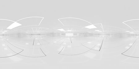 Full 360 degree equirectangular panorama hdri of modern futuristic white building interiorの写真素材