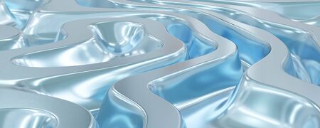 3d architecture modern futuristic technology with blue metallic surface rendering background...