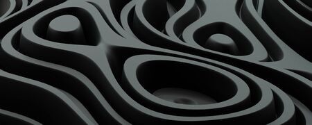 3d architecture modern futuristic technology dark rendering with artificial low key lighting,...
