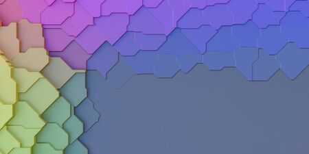 pink, blue, yellow, orange, red and violet neon modern abstract colourful polygon background 3d on...
