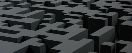 abstract modern technology background rendering 3d illustration cubic mesh maze geometric designの写真素材