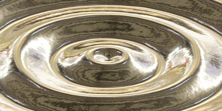 gold 3D rendering wave pattern golden abstract background illustration with reflectionsの写真素材