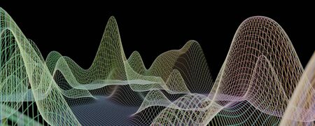 digital technology wave mesh wire illustration futuristic design