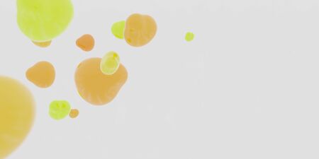 Natural yellow and orange 3d liquid bubbles abstract background with empty blank copyspace to add...