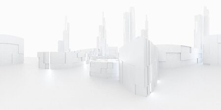 Full 360 equirectangular spherical panorama view of modern futuristic technology building architecture white modern designの写真素材