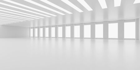 Empty white business office space room loft interior sunny lighting with empty blank copyspace to add your contentの写真素材