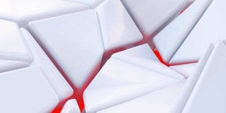 abstract white geometric shapes technology background 3d rendering illustration