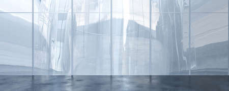 glass wall of sky scraper architecture background 3d render illustration