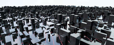 abstract city sky scraper scape 3d rendering illustration
