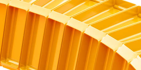 abstract orange cubic 3d render illustration shapes with plastic surfaceの写真素材