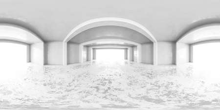 white virtual abstract 360 degree panorama vr design hdr style equi rectangular hall 3d rendering illustrationの写真素材
