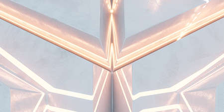 futuristic material metal background with orange glowing light 3d render illustration
