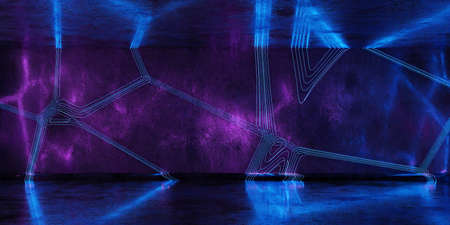 modern futuristic sci-fi cyberpunk neon basement wall 3d render illustration