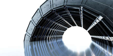 black empty dark technology futuristic hall warehouse 3d render illustration