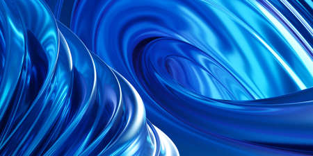 blue abstract geometric shape with metal surface 3d render illustration