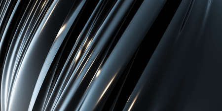 modern abstract black surface reflection with curves 3d render illustration