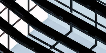 Abstract architecture detail with steel and concrete surface 3d render illustration modern minimalistic designの写真素材