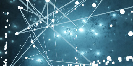fiber optical network cable internet connection concept artificial intelligence neural network 3d...