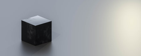 abstract black cube on dark background 3d render illustration