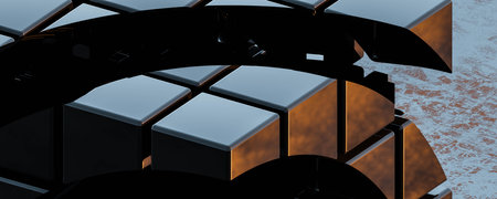 Abstract shapes of modern architecture background wallpaper 3d render illustrationの写真素材