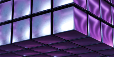 abstract neon retro vintage flying cubes arcade games minimalistic concept 3d render illustrationの写真素材