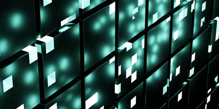 modern futuristic technology surface with green led lighting 3d render illustration