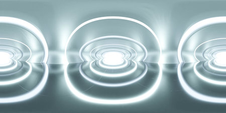360 degree panorma of futuristic white building interior 3d render illustration