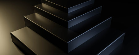 black cube boxes geometric minimalistic design 3d render illustrationの写真素材