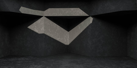 abstract modern dark grey concrete futuristic building interior 3d render illustrationの写真素材