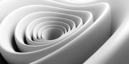 white organic round curvy shape 3d render illustrationの写真素材