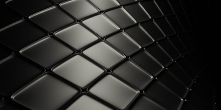 abstract twisted geometric object consisting of black cubes 3d render illustrationの写真素材