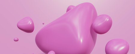 Pink balloons bubble on pink background abstract 3d render illustrationの写真素材
