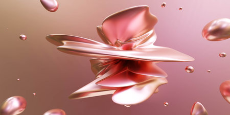 red metallic round geometric shape movement rotation dynamic concept 3d render illustrationの写真素材