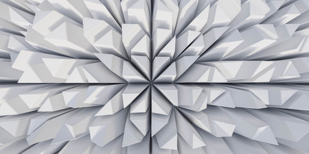 white abstract futuristic background with cubic surface and reflections 3d render illustrationの写真素材