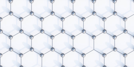 metallic net honey comb structure network, networking, connectivity, internet communication abstract web concept 3d render illustrationの写真素材