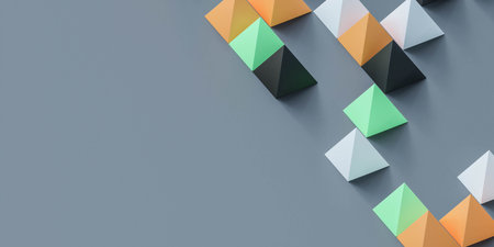 Multicolor geometric abstract background with pyramid objects 3d render illustration