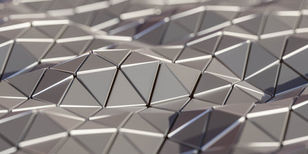 metallic surface triangle geometric shape pattern 3d render illustrationの写真素材