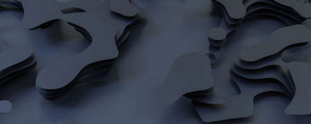 black abstract planes round curve geometric shape 3d render illustrationの写真素材