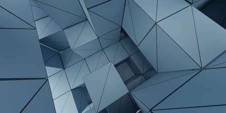 abstract blue cube geometric shape 3d render illustration