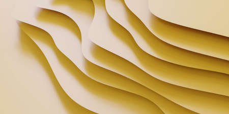 abstract yellow curve shaped randomized 3d render illustration
