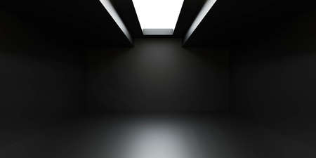 abstract dark basement building interior with open ceiling 3d render illustrationの写真素材
